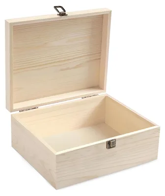 Holz-Aufbewahrungsbox mit Klappdeckel, Kiefer, 23x23x10 cm, natur