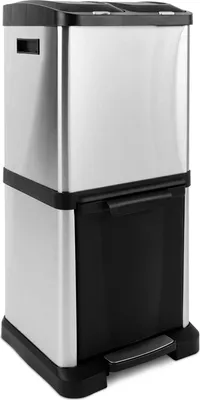 A product shot of a multi-compartment trash can.