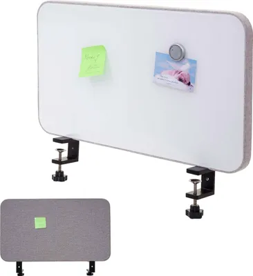 Produktbild von Tisch-Whiteboard HWC-G74, Büro-Sichtschutz Trennwand Schreibtisch Magnettafel Pinnwand, Stoff/Textil  60x35cm grau