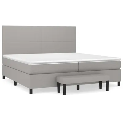 Produktbild von Boxspringbett mit Matratze Hellgrau 200x200 cm Stoff