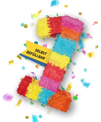Produktbild von Pinata Zahl 1 Kinder zum ersten Kinder-Geburtstag Schlag-Pinata 50 x 35 x 8cm Outdoor Spiel Geburtstagsdeko