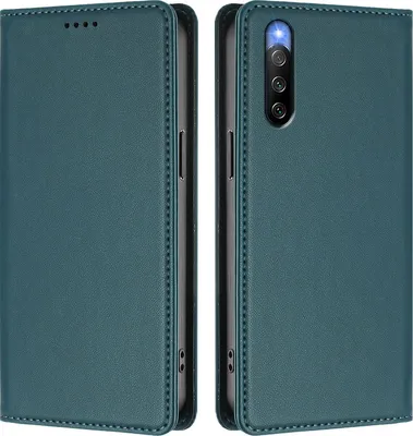 Image de Etui en cuir pour Sony Xperia 10 IV, étui magnétique en cuirPolyuréthaneavec support Vert