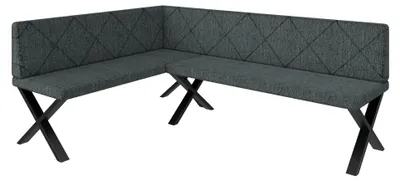 Image de Banc d'angle Akiko Metal X - Ensemble de bancs d'angle pour votre salle à manger, cuisine moderne, coin salon, coin repas. Parfait pour la cuisine, le bureau et la réception. Finition solide et robuste. (142x196-Links-Inari96)