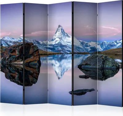 Produktbild von Akusticher Raumteiler Landschaft Foto Paravent 225x172 cm beidseitig auf Vlies-Leinwand bedruckt Akustikschaum Trennwand Spanische Wand Sichtschutz Home Office Gebirge Himmel See c-B-0068-z-c