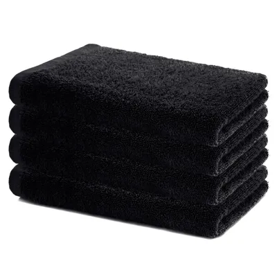 Produktbild von Lavea® Sydney 4er Handtücher Set, Handtuch Baumwolle, Frottee Fitness-Handtuch, 100% Baumwolle, 60 °C waschbar, Frottee, 4 Stück, 40 x 70 cm, Schwarz