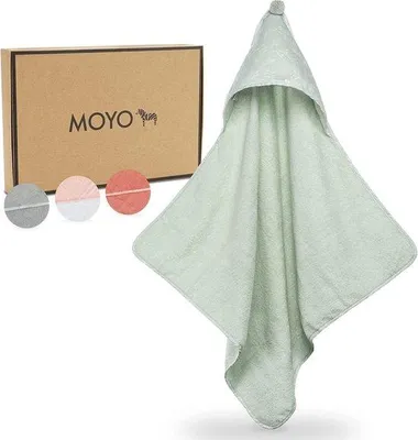 Productafbeelding van Famanu babybadcape met capuchon - bloemenprint, 100% katoen, 75 x 75 cm (mintgroen)