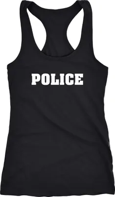 Produktbild von Damen Tanktop Fasching Police Polizei Polizistin Faschings Shirt Karneval Racerback Moonworks® schwarz S