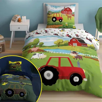 Immagine prodotto di Biancheria da letto in cotone, biancheria da letto per bambini, fosforescente 160x200 5545a farm