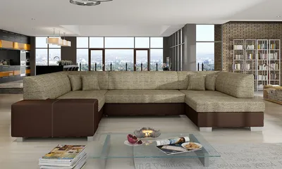 Produktbild von NABBI Ecksofa U mit Zerlegung ein Lagerraum Halvega L - cappuccino / dunkelbraun
