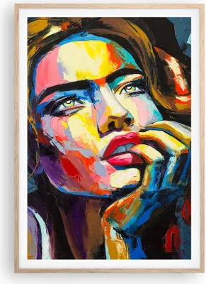 Produktbild von Gerahmtes Poster - Rahmen in heller Eiche - Mädchen Gesicht - 70x100 cm - Wand Bild - Wanddeko - Wandbilder - Wandposter - Bilderrahmen - Bilder - Kunstdruck - Wandbild - P2NPA70x100-3456