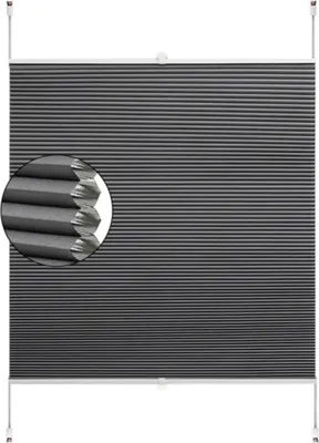 Produktbild von Plissee Rollo - Waben (Honeycomb) - Verdunkelung - Bohrenfrei - Thermo isolierend - 20 mm Falten - B x H 76×163 cm - Hellgrau