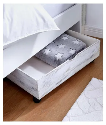 Produktbild von Bettschublade Shabby mit Rollen, weiß