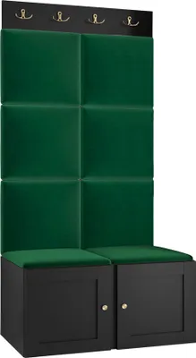 Produktbild von MIRJAN24 Garderoben-Set Orion Ramiro IV, Schuhschrank, Kleiderhakenbrett, 8x Paneel 42x42, Metallgriffe, 4 Kleiderhaken (Farbe: Schwarz, Manila 35)