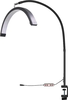 Obrázek produktu pro 16 In LED Half Moon Beauty Lamp with Desk Clamp 20W Nail/Lash Fill Light 360° Rotatable Hose EU Plug Black