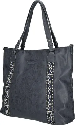Produktbild von XL großer Damen Shopper Umhängetasche Tasche Leder Optik Schultertasche Büro Arbeit Navy