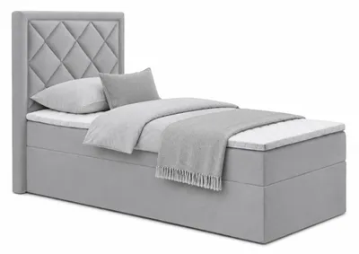 Produktbild von Bett, Boxspringbett DORMI MINI 90x200 cm mit Bettkästen, Topper Visco (Hellgrau: Itaka 51)
