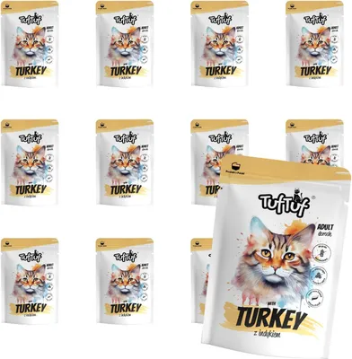 Produktbild von Tuftuf | Feuchtfutter für Katzen - 10x300g - Putenfleisch - Nassfutter - 83% Feuchtigkeit