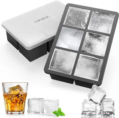 Productafbeelding van IJsblokjesvorm van silicone - Groot - Vaks - 2-delige set - XXL ijsblokjesvorm met deksel - BPA-vrij - Gekoelde dranken - Whisky en cocktails