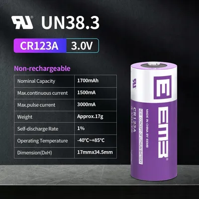 Produktbild von EEMB CR123A 3V Lithiumbatterie, 4 Stück