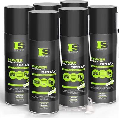Produktbild von Spraytive 6 x 400ml Power Druckluftspray - Air Duster, Druckluftreiniger, Luftdruckspray, Reinigungsspray