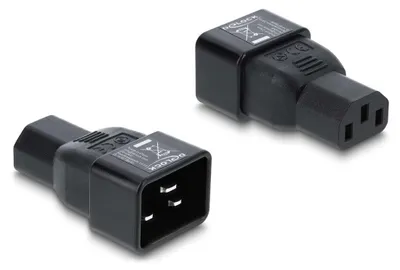 Produktbild von DeLOCK Netzadapter IEC 60320 - C20 auf C13, Stecker / Buchse, 10 A, gerade, 1 x 3 pin IEC 60320 C20, 1 x 3 pin IEC 60320 C13, Schwarz
