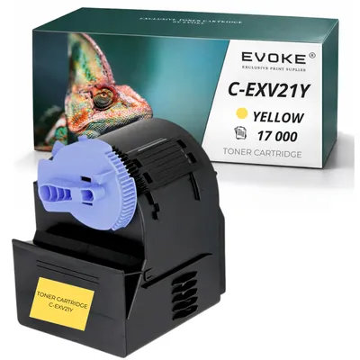 Obrázok produktu pre Evoke tonériová kazeta kompatibilná s tlačiarňou Canon C-EXV21Y CEXV21, žltá, výtlačnosť 17 000 strán, kompatibilná s modelmi iR C2880, C3380, C3580 a C2380