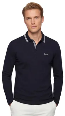 Produktbild von Boss Green Plisy Poloshirt dunkelblau normale Passform 3 Knöpfe