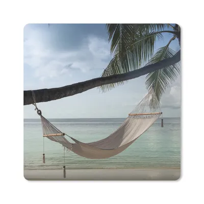 Produktbild von MuchoWow® Mauspad Mousepad Palme - Hängematte - Strand 20x20 cm - Mousepads - Maus Mat - Pad - Mausunterlage - Desk Mat - Bureauartikeln