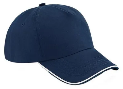 Produktbild von Beechfield Uni Authentic 5 Panel Baseballkappe Für Erwachsene FK244 (Einheitsgröße) (Navy/Weiß)