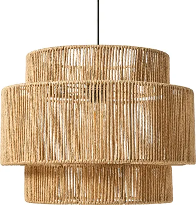 Obrázek produktu pro BELIANI Závěsná lampa přírodní papír lano matná černá základna ložnice obývací pokoj boho styl