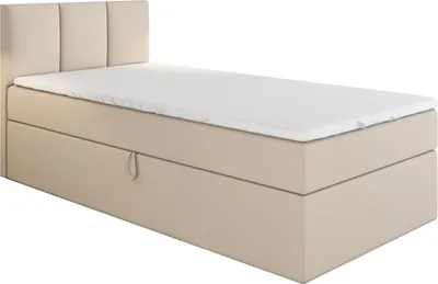 Produktbild von Boxspringbett, Jugendbett NASI 90x200 (Rechts) mit Bettkästen, Bonell-Matratze und Topper. Farbe: Beige