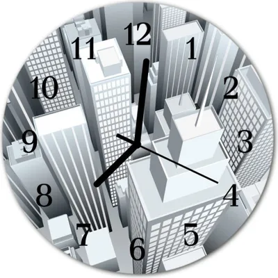 Produktbild von Glasuhr Wanduhr Küchenuhr Echt-Glas 30fi cm Gebäuden grau