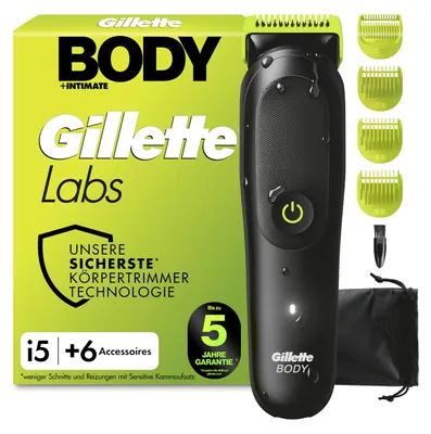 Produktbild von Gilletten Labs i5 Body + Intimate Trimmer Trimmer Herren, Schwarz/Grün – Größe 1 + 6 Zubehörteile