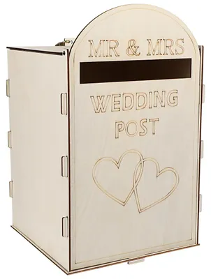 Immagine prodotto di Cassetta per biglietti di matrimonio in legno - Scatola per doni - Contenitore per biglietti - Decorazione per la tavola - Smontabile - Design creativo - Materiale rustico