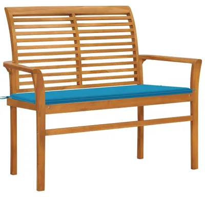 Produktbild von vidaXL Gartenbank mit Blauer Auflage 112 cm Massivholz Teak