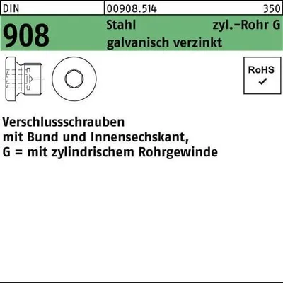 Produktbild von Reyher  Verschlußschrauben DIN 908 Stahl G 1/8 A galv. vz (100 Stück)