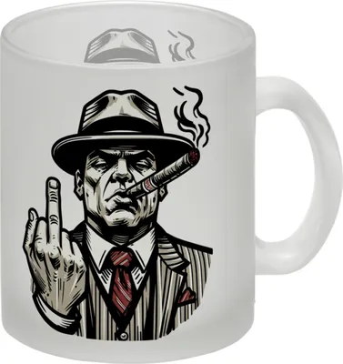 Produktbild von Mittelfinger Mafiaboss Glas Tasse