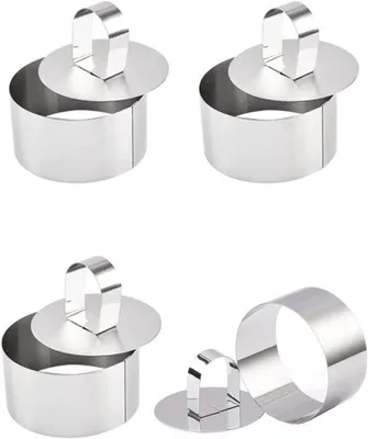 Produktbild von Runde Kuchenform, 4-teilige Schuhring aus Edelstahl Runde Kuchenform Mini Kuchenform für Muffin und Pfannkuchen