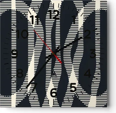 Produktbild von Wanduhr - Quadrat - Glasuhr - Abstraktion künstlerisch kreativ - 40x40cm - Schleichendes Uhrwerk - Lautlos - zum Aufhängen bereit - Dekoration Modern - Wanddekoration aus Glas - C4AC40x40-4943