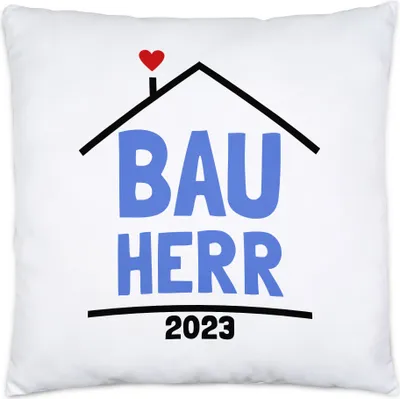 Produktbild von Bauherr 2023 Kissen Hausbau Richtfest Häuslebauer Geschenk Einzug Eigenheim Spruch Lustig 40x40cm