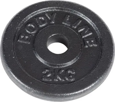 Immagine prodotto di Disco in ghisa Bodyline da 2 kg per allenamento con bilanciere, manubri e sollevamento pesi - diametro 25 mm - per palestra, fitness, allenamento a casa