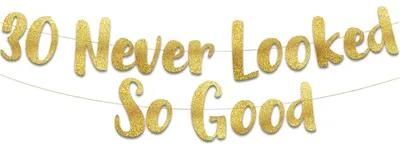 Glitzerbanner zum 30. Geburtstag, Partybanner, Gold, 150x15 cm