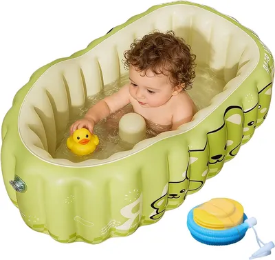 Imagen del producto de Bañera inflable para bebés con reposacabezas, de 90 x 58 cm, plegable, ideal para el baño y para viajes