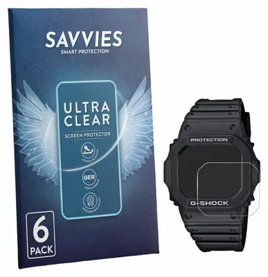 Produktbild von 6x Für Casio G-Shock GW-M5610-1ER Schutzfolie Savvies Displayschutz Display Schutz Folie Klar Transparent