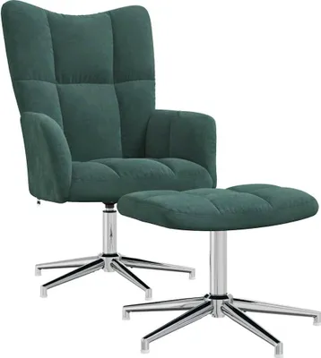 Produktbild von Relaxsessel mit Hocker Dunkelgrün Samt