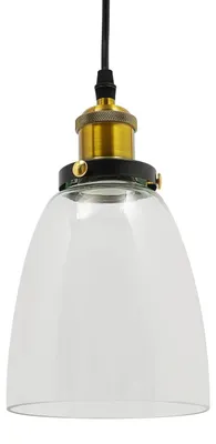 Zdjęcie produktu dla Szklany klosz – lampa wisząca – oprawka E27 – do wyspy kuchennej, jadalni, kawiarni, baru – przezroczysty