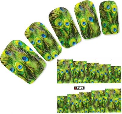 Produktbild von Tattoo Nail Art Pfauenfedern Aufkleber Nagel Sticker