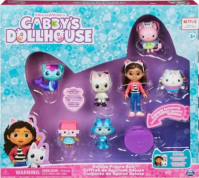 A boxed set of Gabby's Dollhouse figures.