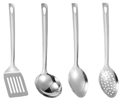 Productafbeelding van Keukenaccessoireset - 4-delig, van roestvrij staal - Set van kooklepels - 27 cm lang
