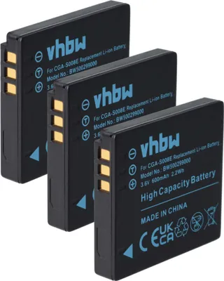 Produktbild von vhbw 3x Akku kompatibel mit Panasonic Lumix DMC-FS3, DMC-FS20, DMC-FS5, DMC-FX33, DMC-FX30, DMC-FX37, DMC-FX35 Kamera (600 mAh, 3,6 V, Li-Ion)